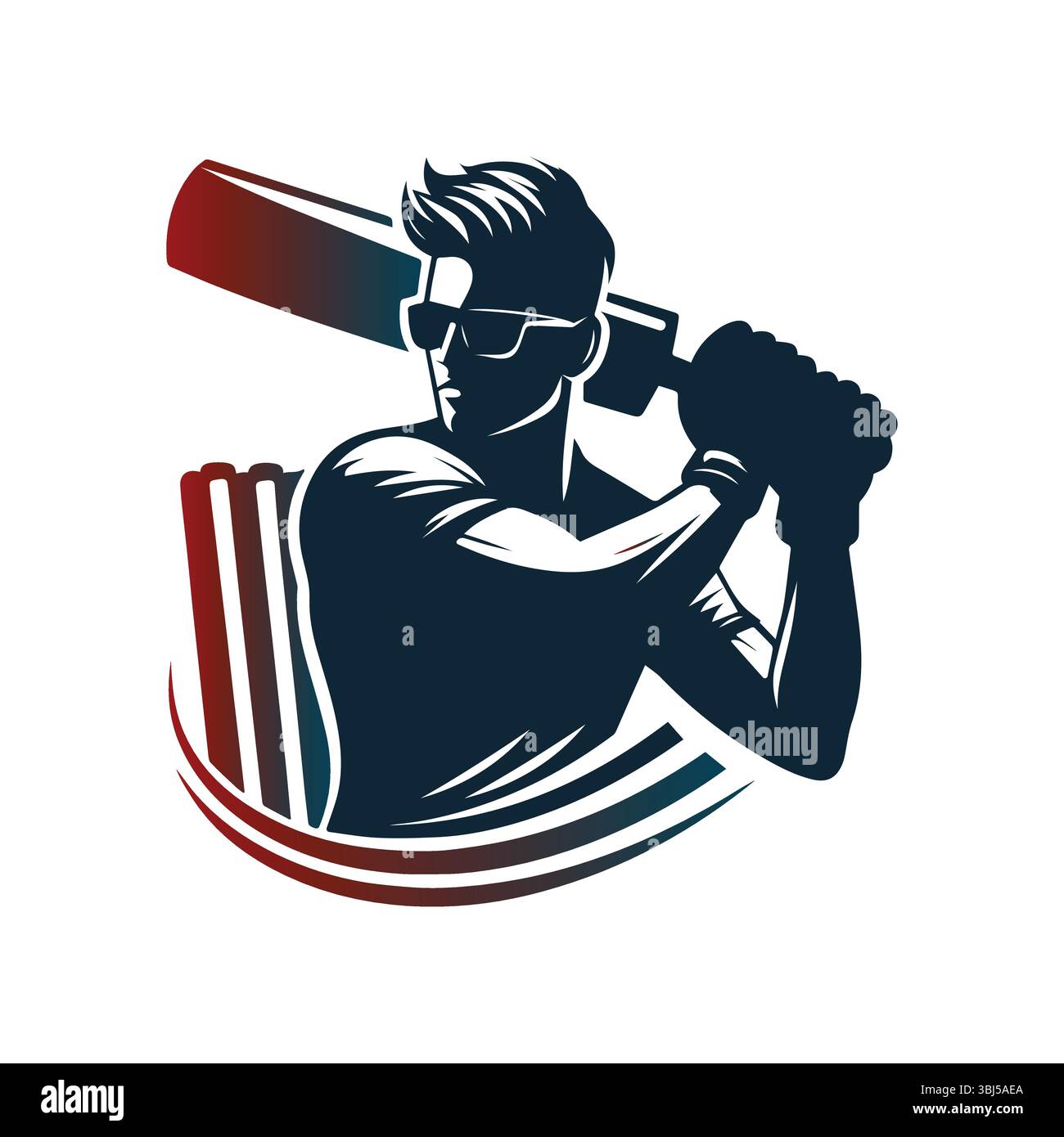 Man Playing Cricketing Stylish Shot Vector Illustration Stock Vector