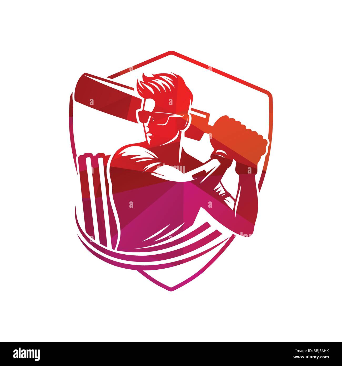 Man Playing Cricketing Stylish Shot Vector Illustration Stock Vector