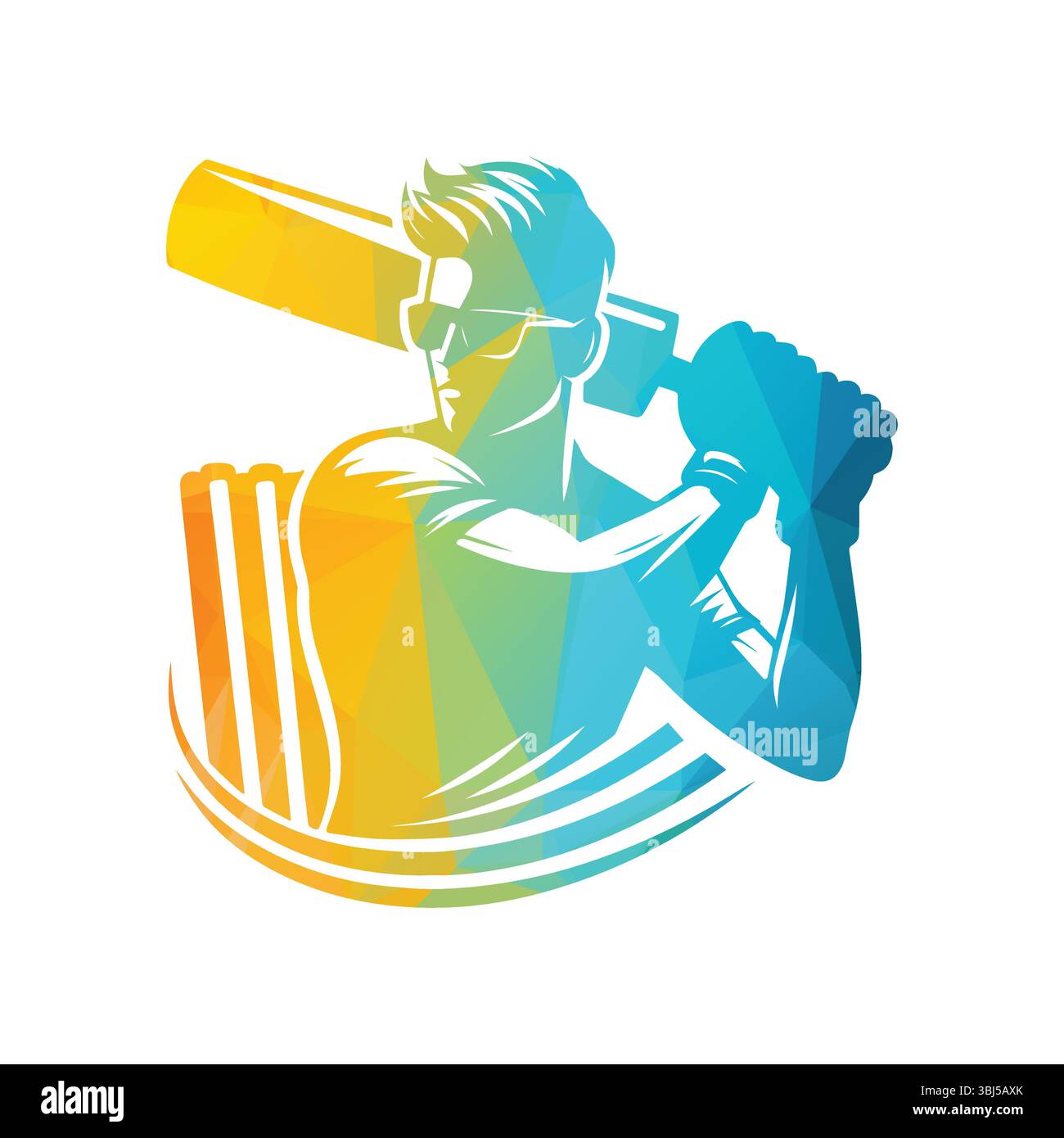 Man Playing Cricketing Stylish Shot Vector Illustration Stock Vector