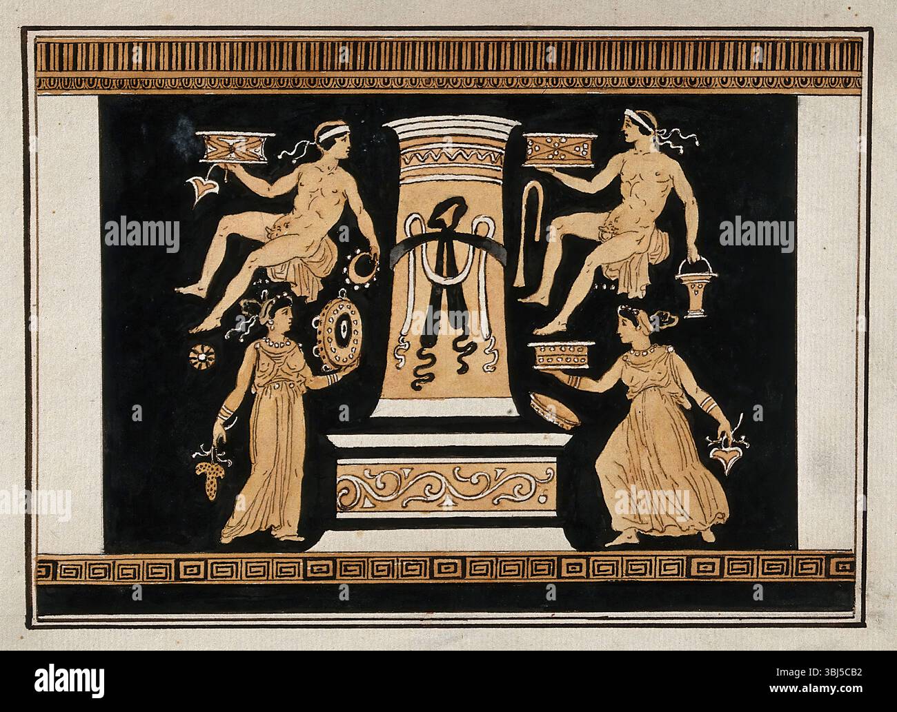 Reverse of the Greek red-figured volute-krater also known as