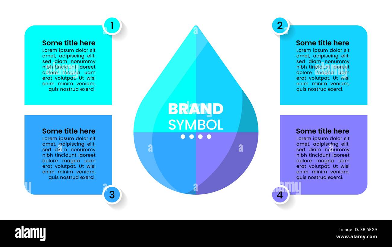 Infographic template with 4 options or steps. Water drop. Can be used for workflow layout, diagram, banner, webdesign. Vector illustration Stock Vector