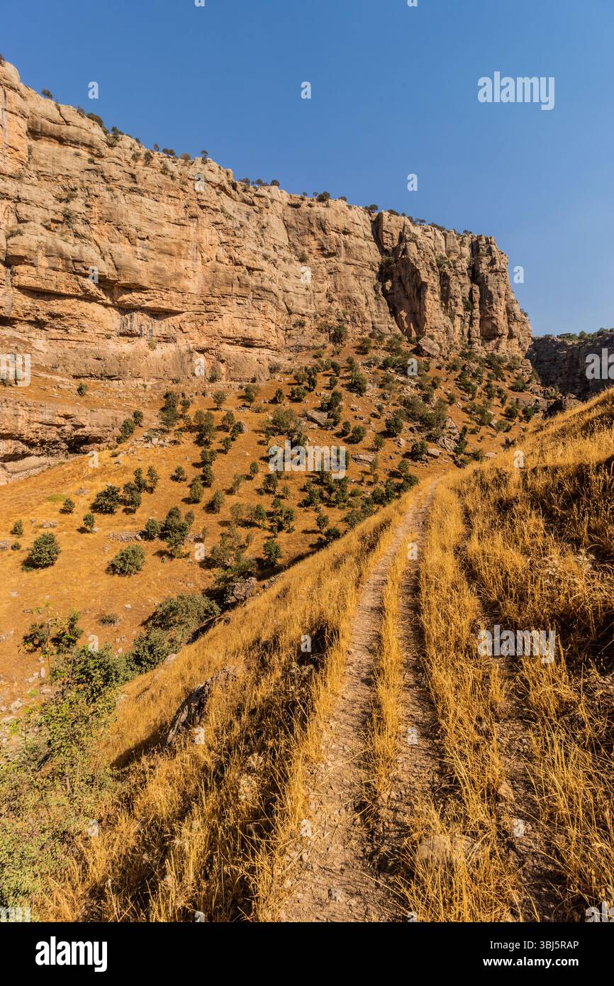 Rawandus Rever Trails in Rawandiz (also Rawanduz) river canyon in Kurdistan Region of ...
