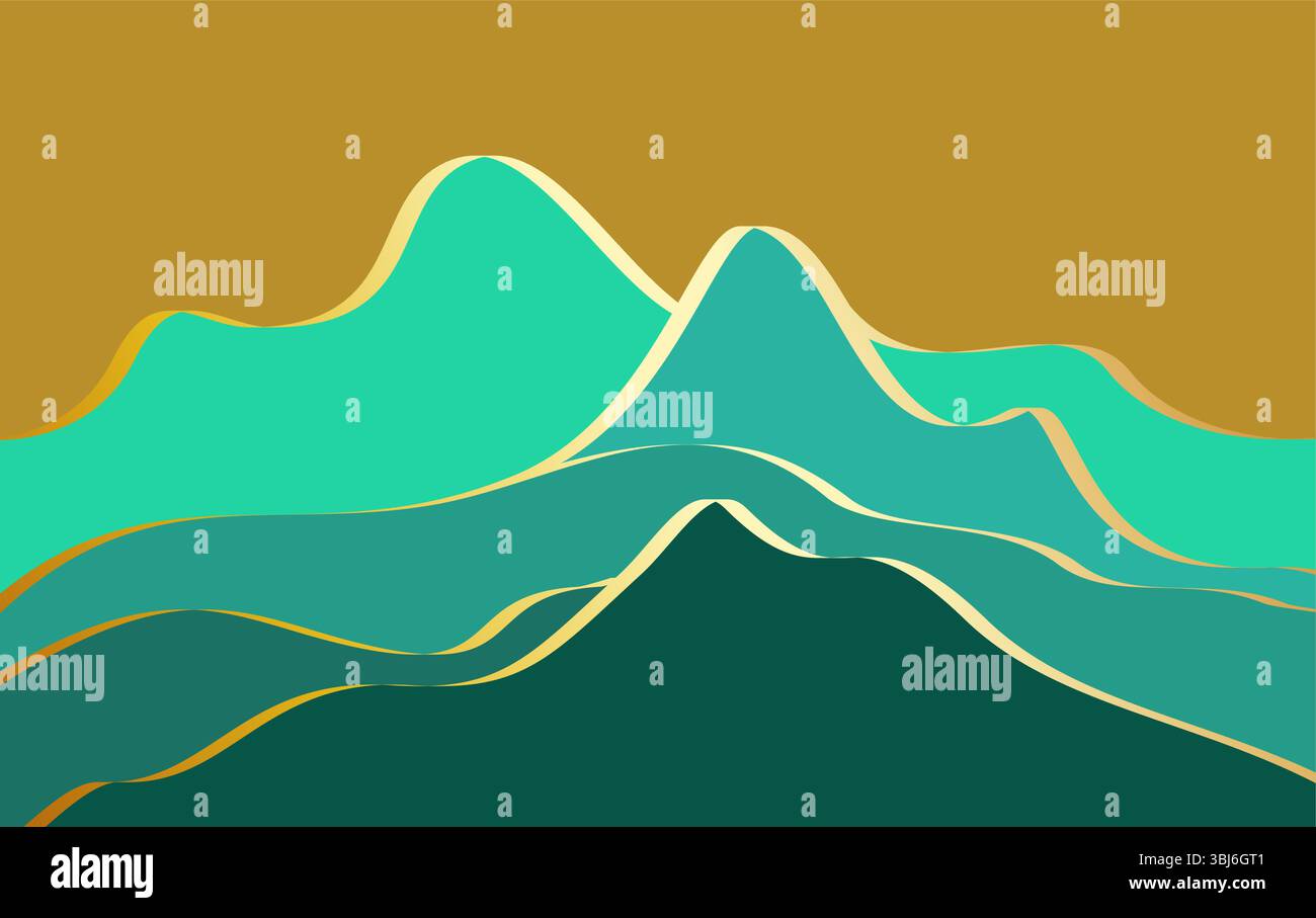 Mountain Abstract With Green Color Background Stock Vector