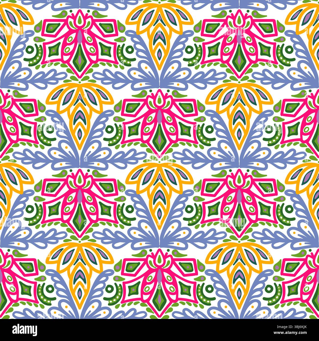 colorful line scribble repeats pattern seamless background Stock Vector