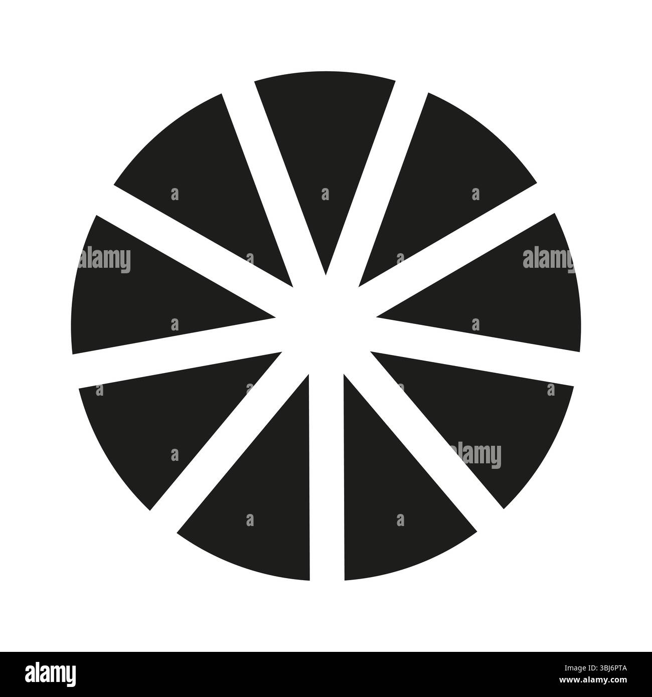 Circle division on 9 equal parts. Wheel round divided diagrams with nine segments. Coaching blank. Infographic element. Stock Vector