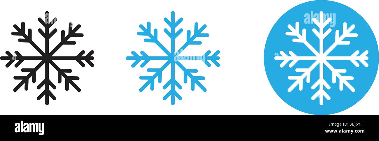 Blue snowflake icon set isolated vector illustration Stock Vector