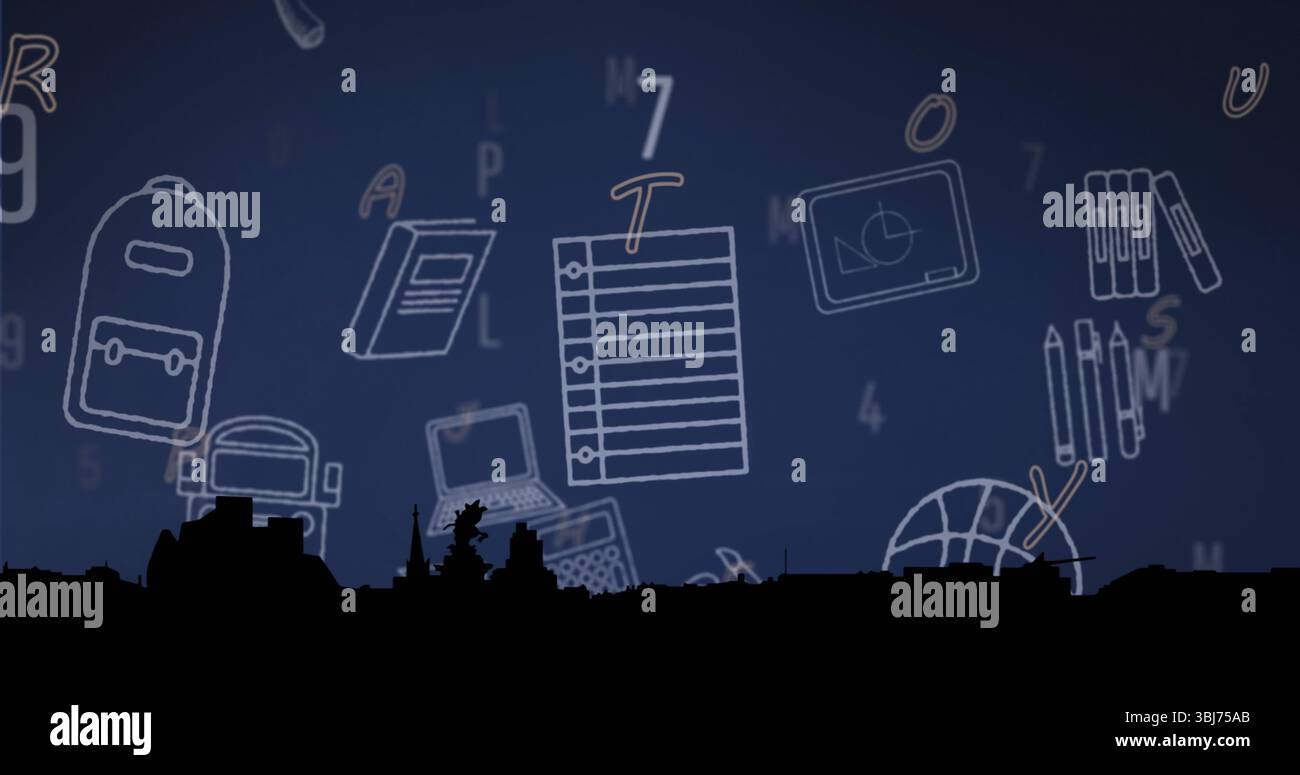 Hovering central lined paper dominating night skyline, featuring ...