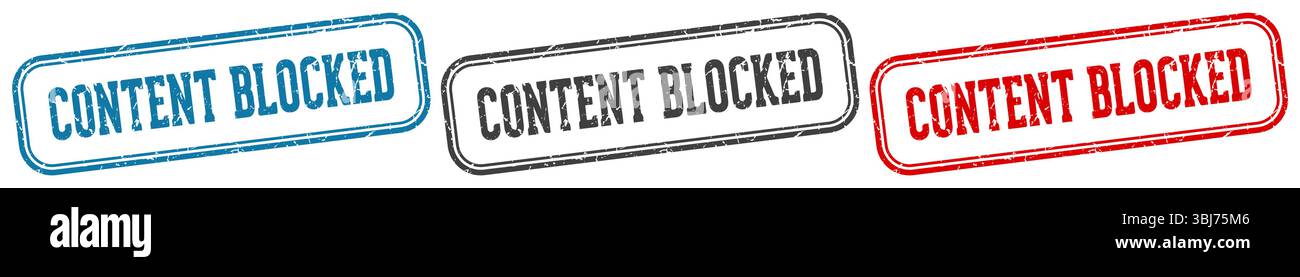 content blocked stamp. content blocked  stamp set on white background Stock Vector