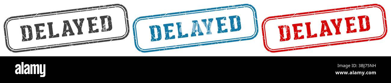 delayed stamp. delayed  stamp set on white background Stock Vector