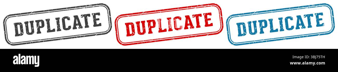 duplicate stamp. duplicate  stamp set on white background Stock Vector