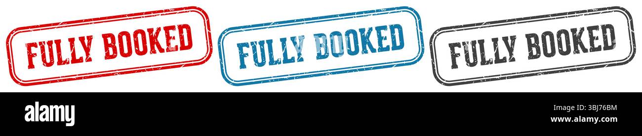 fully booked stamp. fully booked  stamp set on white background Stock Vector