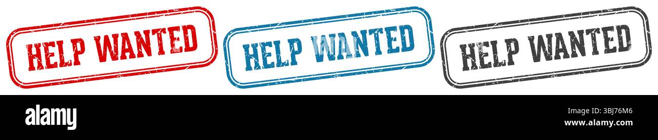 help wanted stamp. help wanted  stamp set on white background Stock Vector