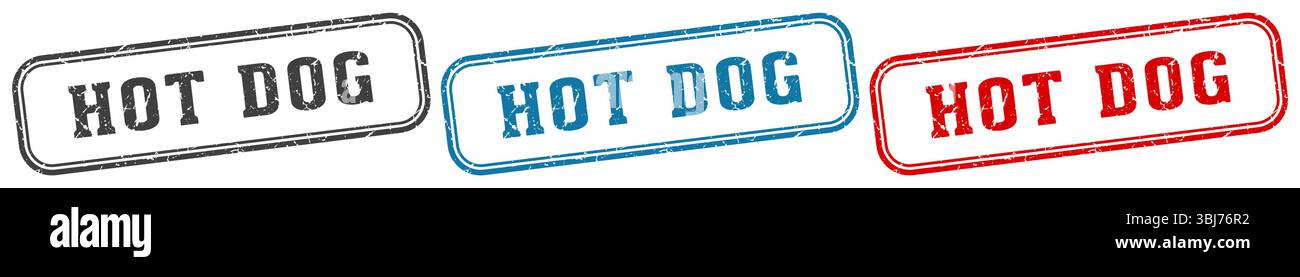 hot dog stamp. hot dog  stamp set on white background Stock Vector