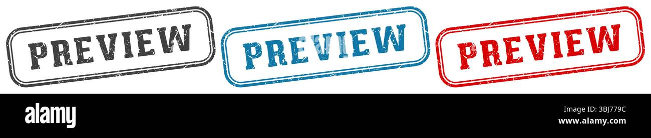 preview stamp. preview  stamp set on white background Stock Vector