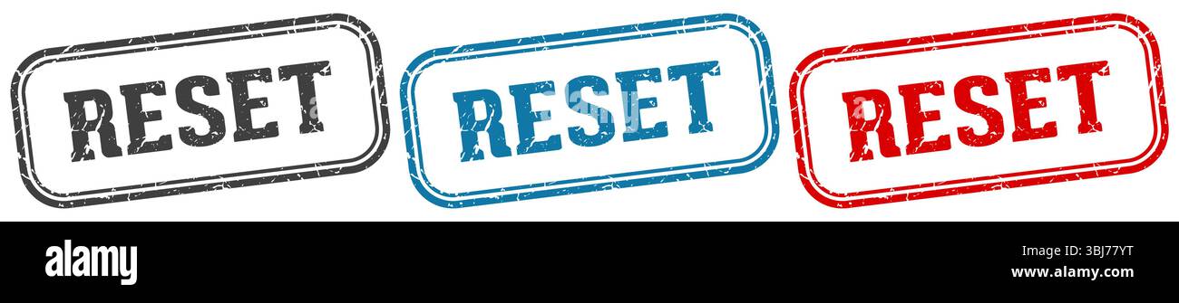reset stamp. reset  stamp set on white background Stock Vector
