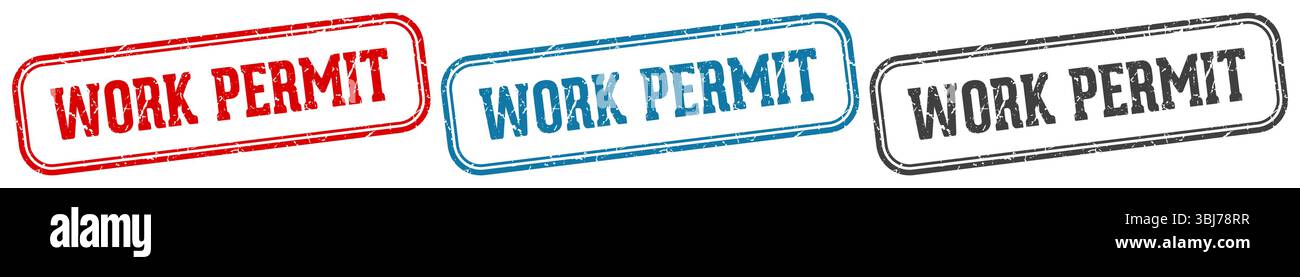 work permit stamp. work permit  stamp set on white background Stock Vector