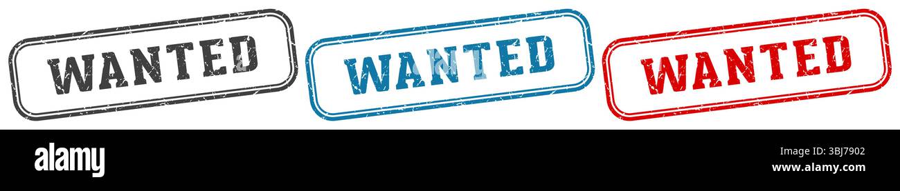 wanted stamp. wanted  stamp set on white background Stock Vector