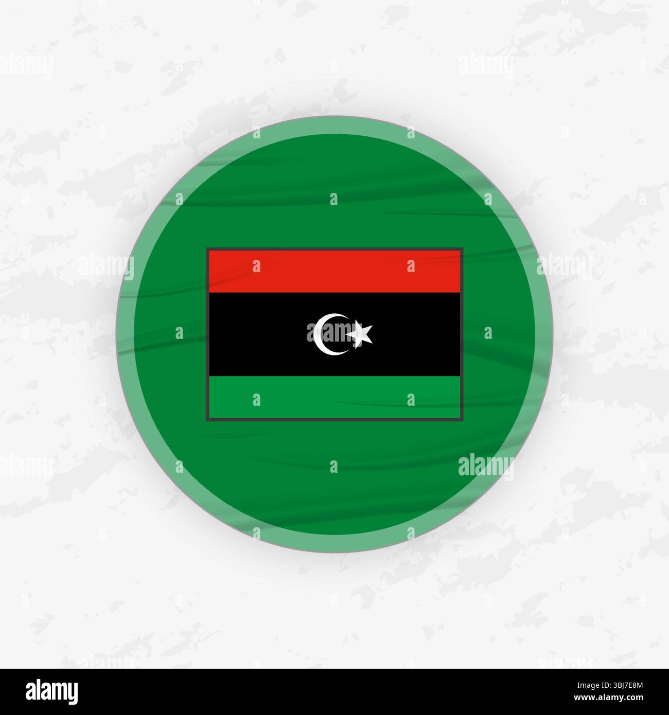 Libyan Flag in a Circular Emblem Design, Abstract Round Sticker ...
