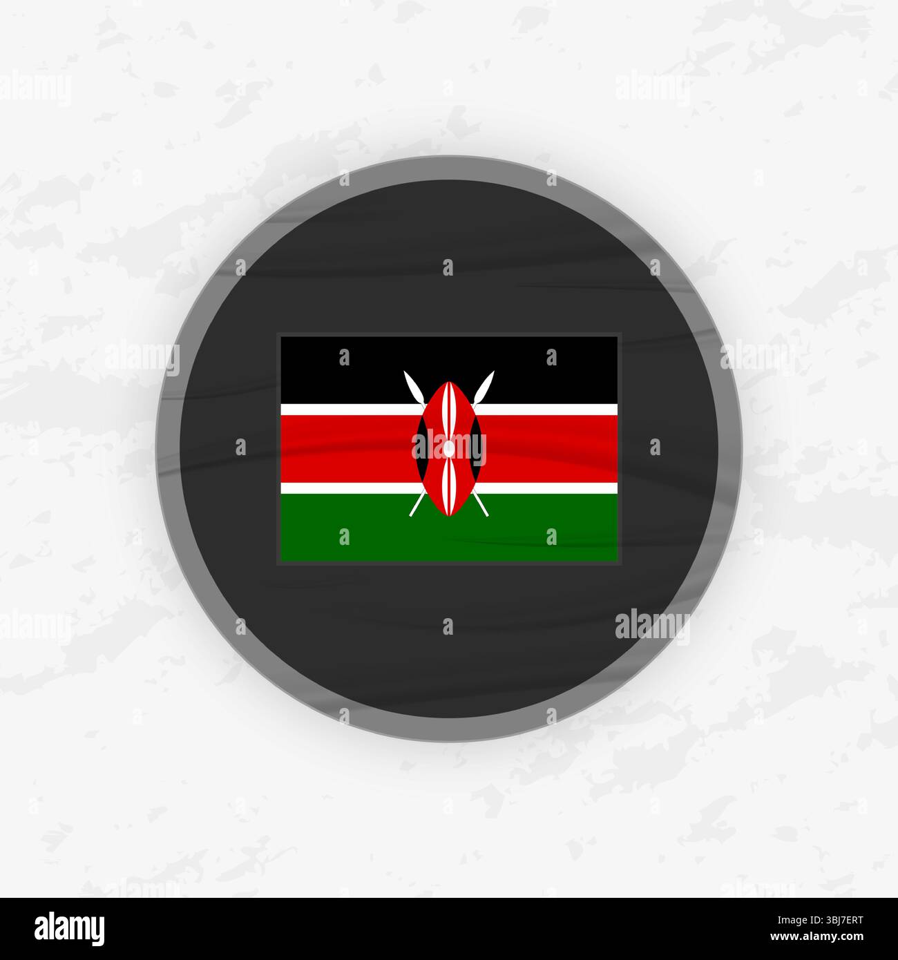Kenyan Flag in a Circular Emblem Design, Abstract Round Sticker ...
