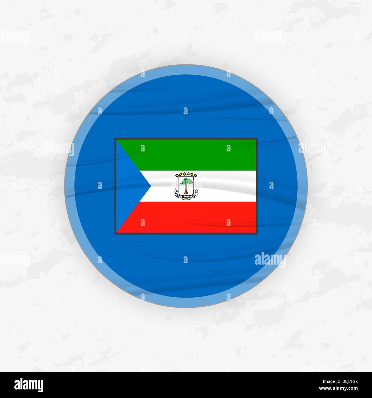 Equatoguinean Flag in a Circular Emblem Design, Abstract Round Sticker Illustration. This high-quality vector graphic is perfect for use in patriotic Stock Vector