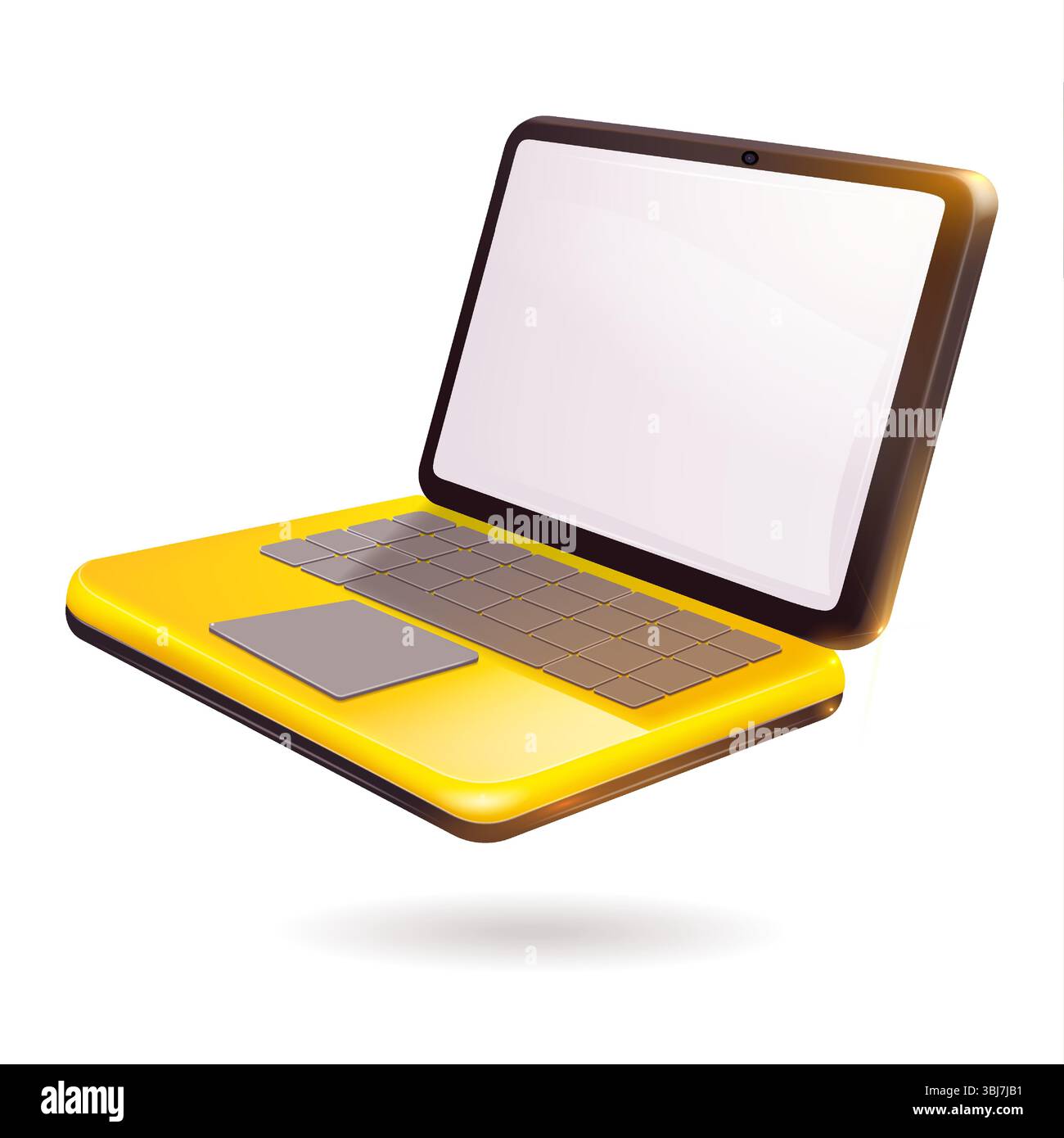 Computer Using Yellow A bright yellow laptop computer featuring a vibrant white screen, set ...