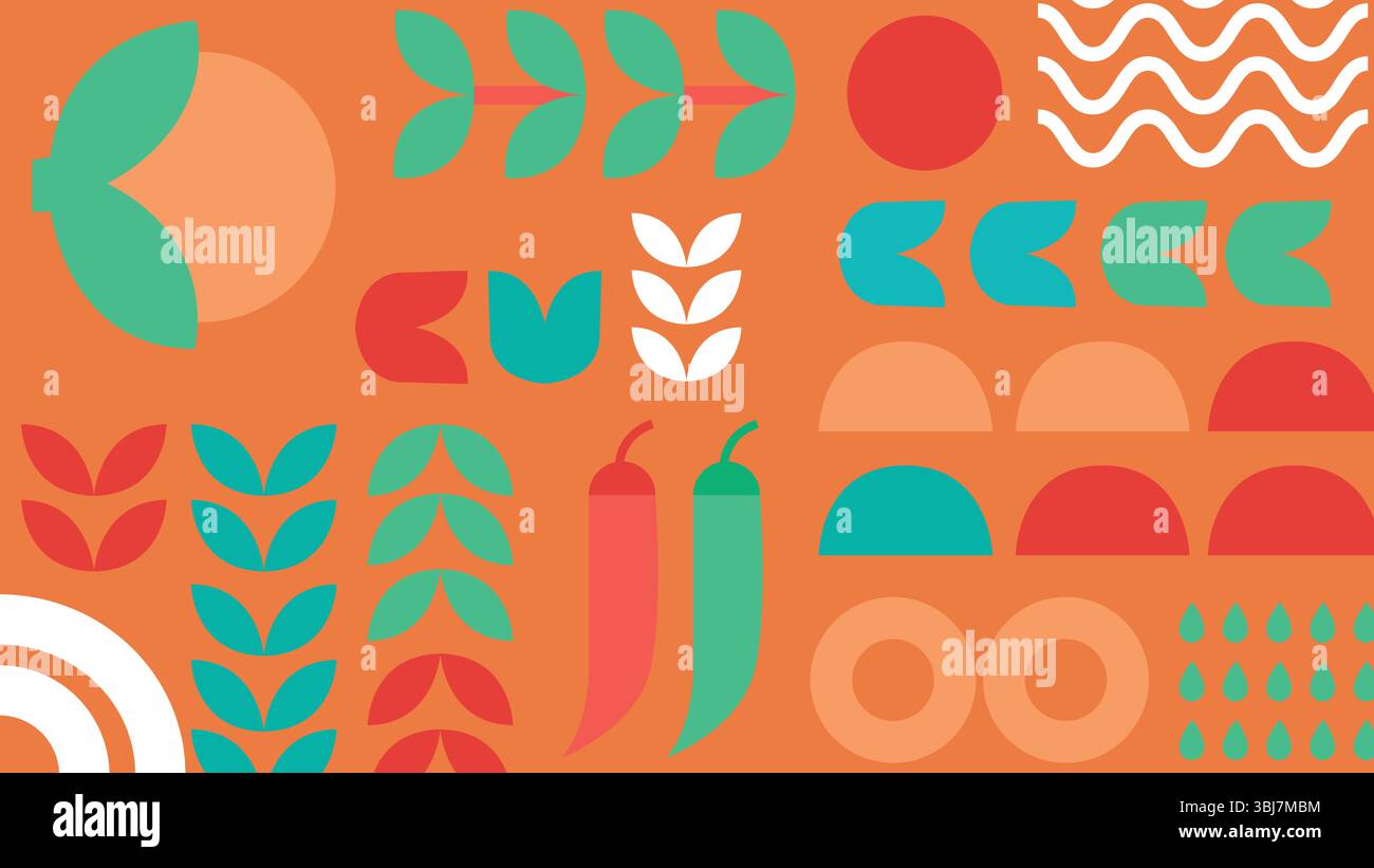 Chili pepper and veggie forms background Stock Vector