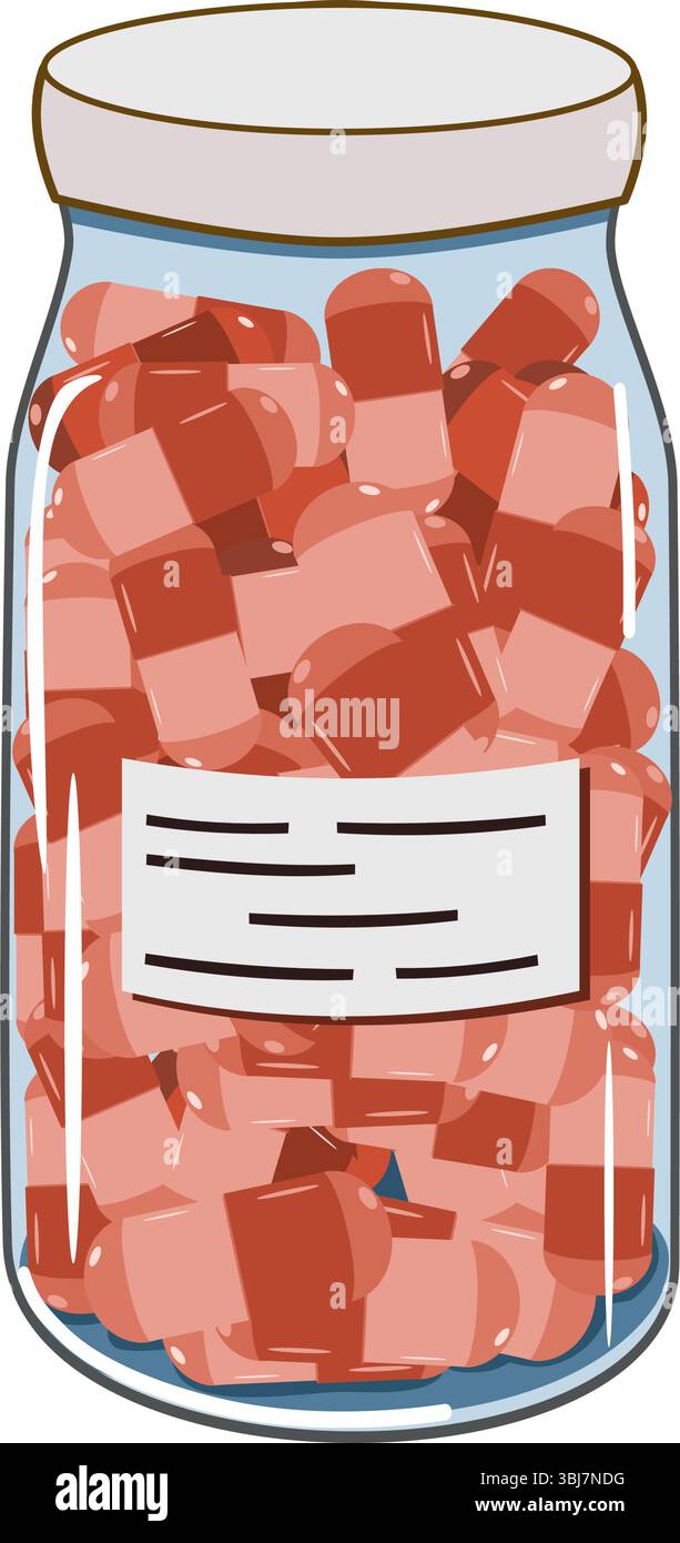 Medicinal capsules in bottle vector illustration Stock Vector