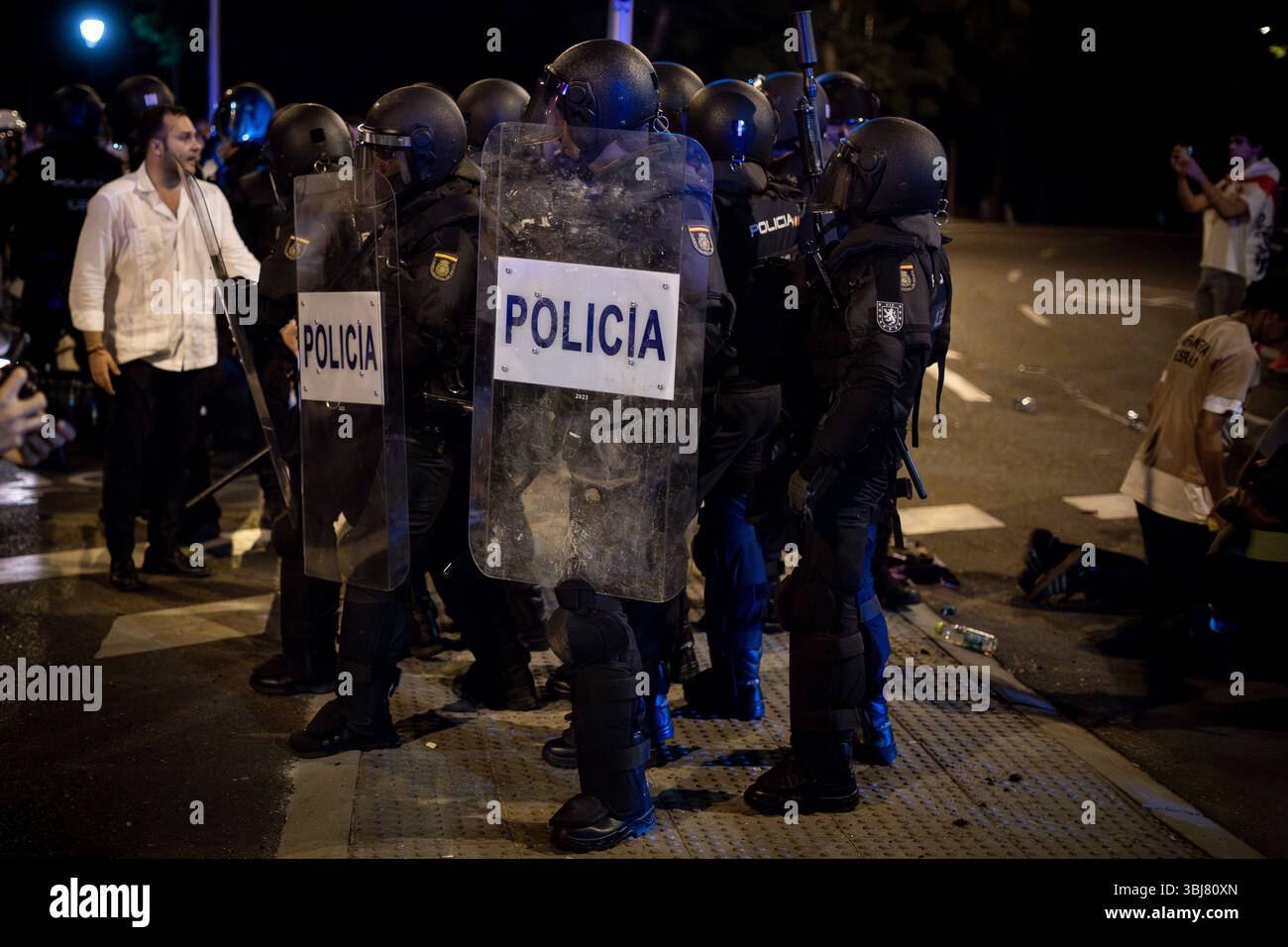 Riot police during the Demonstration against Spanish Prime Minister ...