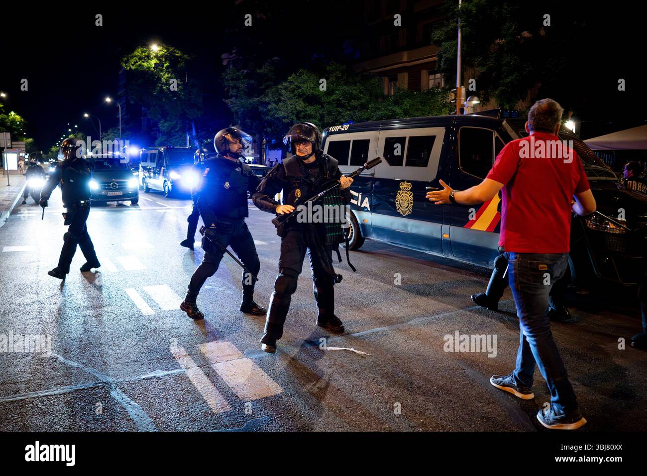 Riot police during the Demonstration against Spanish Prime Minister ...