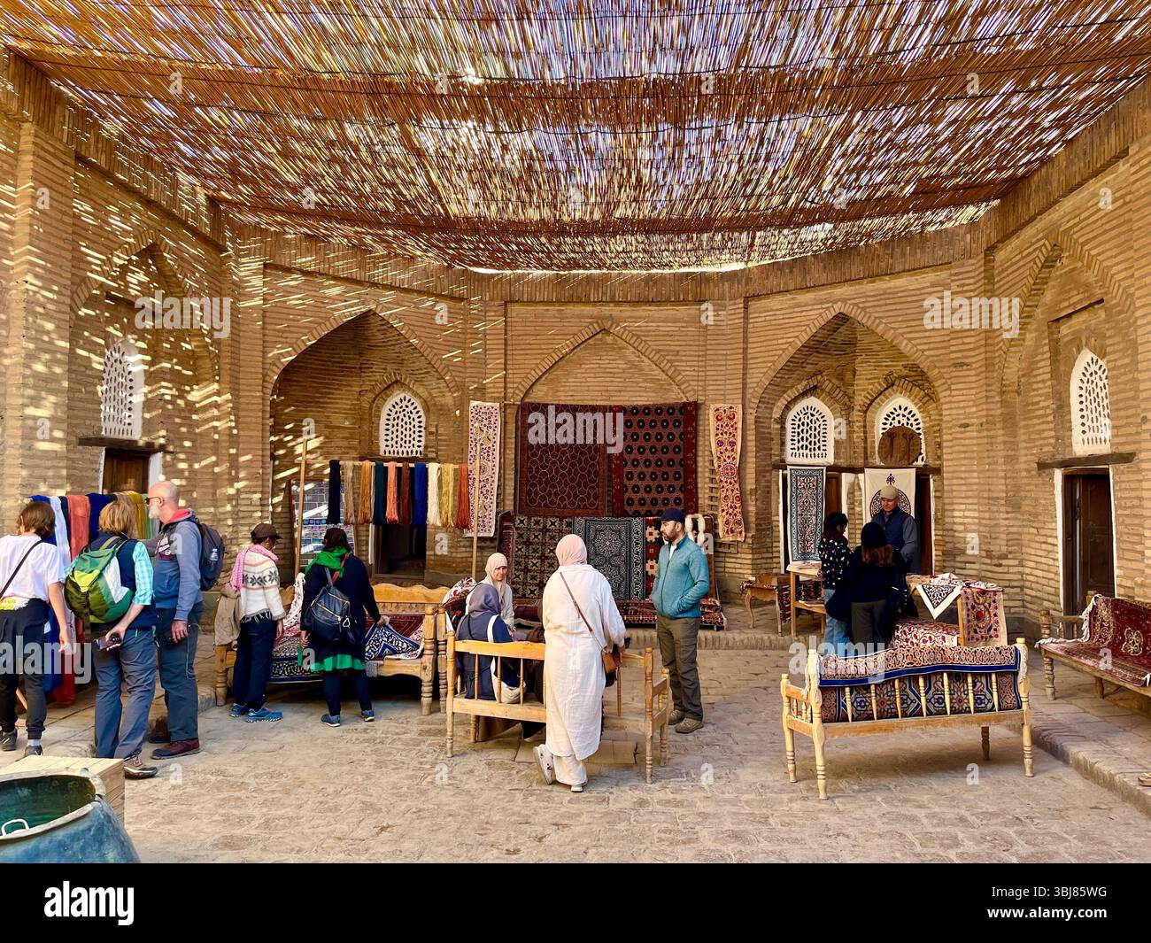Khiva Silk Carpet Workshop made famous by the book 'A Carpet Ride to Khiva', Khiva, Uzbekistan - Smartphone Captured Stock Image