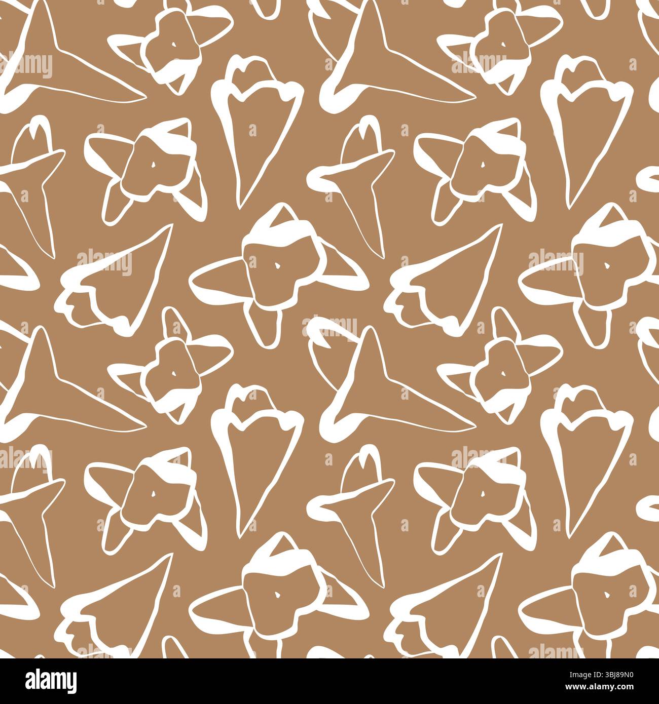 Hand drawn seamless floral pattern with abstract cloves on warm brown ...