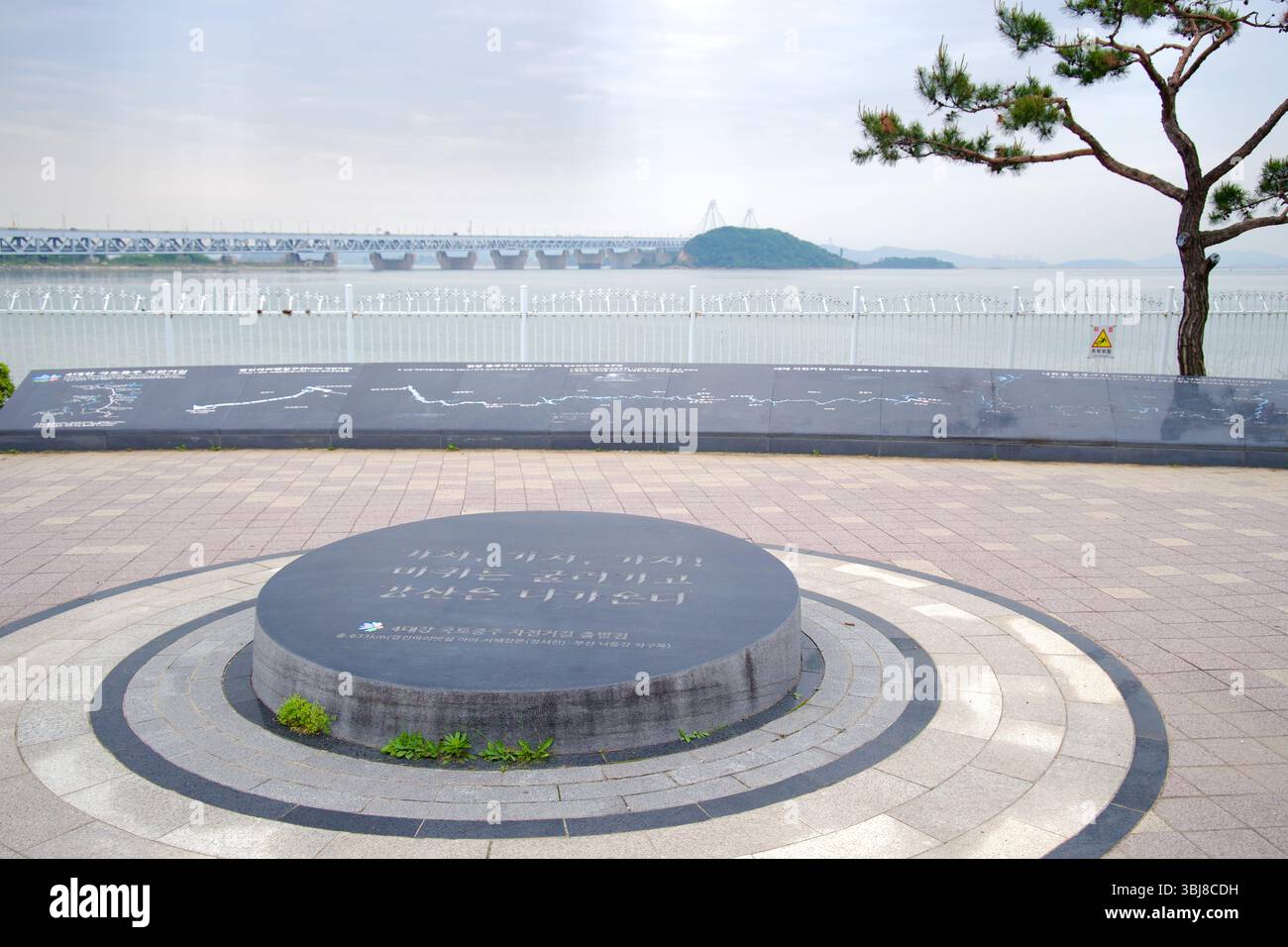 Incheon, South Korea - May 19th 2025: A monument and engraved route map ...