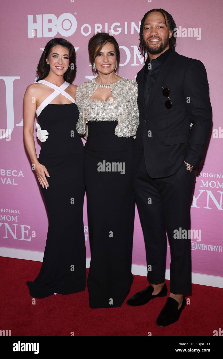 (L-R) Alison Marks, Mariska Hargitay and Jalen Brunson attend the 'My ...