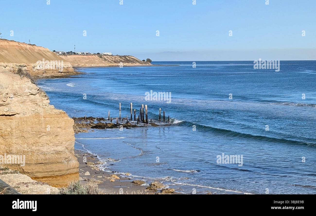 Port Willunga coastline with rippling waves from the ocean - Smartphone Captured Stock Image