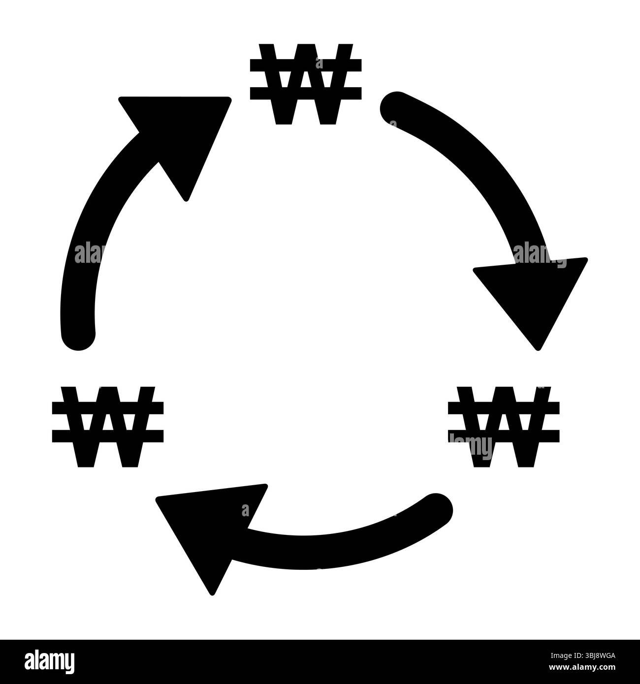 Won money change icon, trade cash information web symbol, convert sign ...