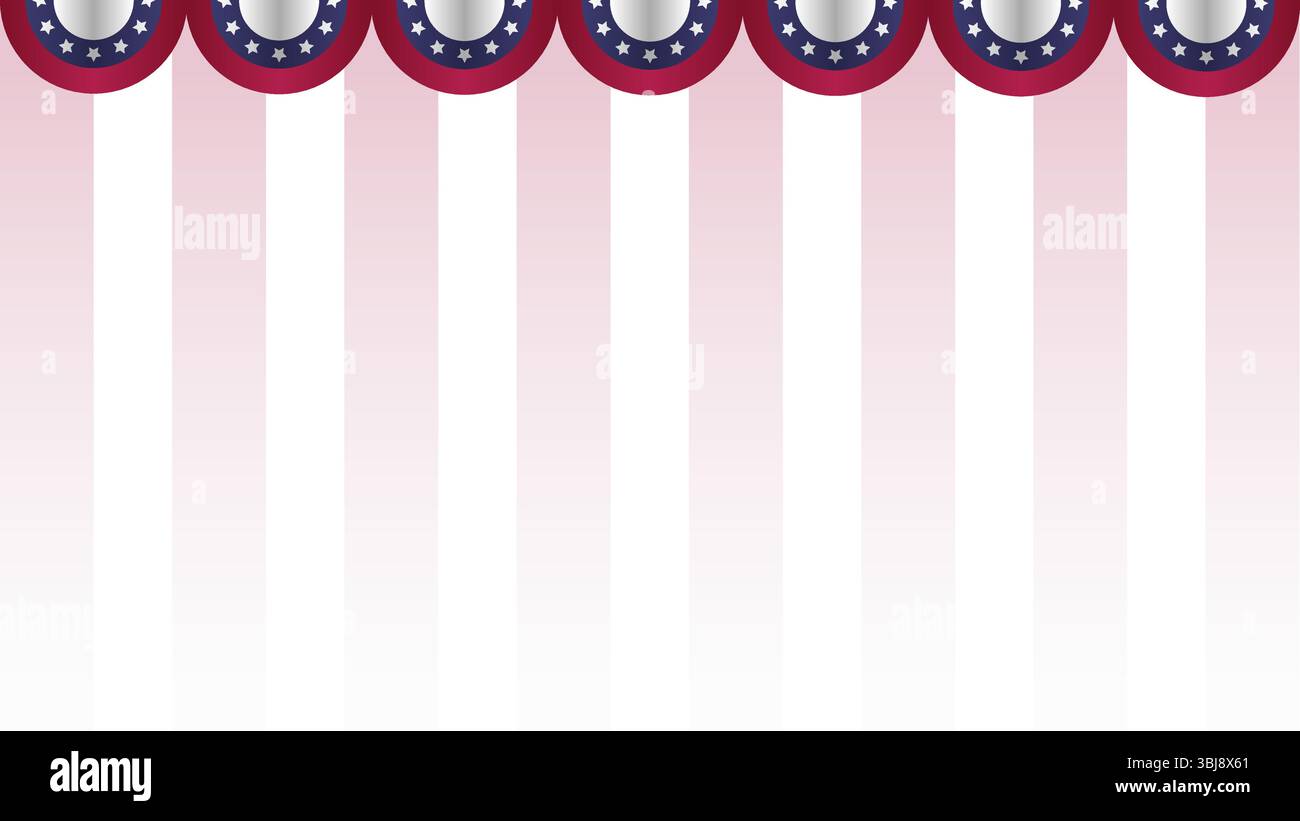 Gradient American flag vector template background with stripes and copy space or text Stock Vector
