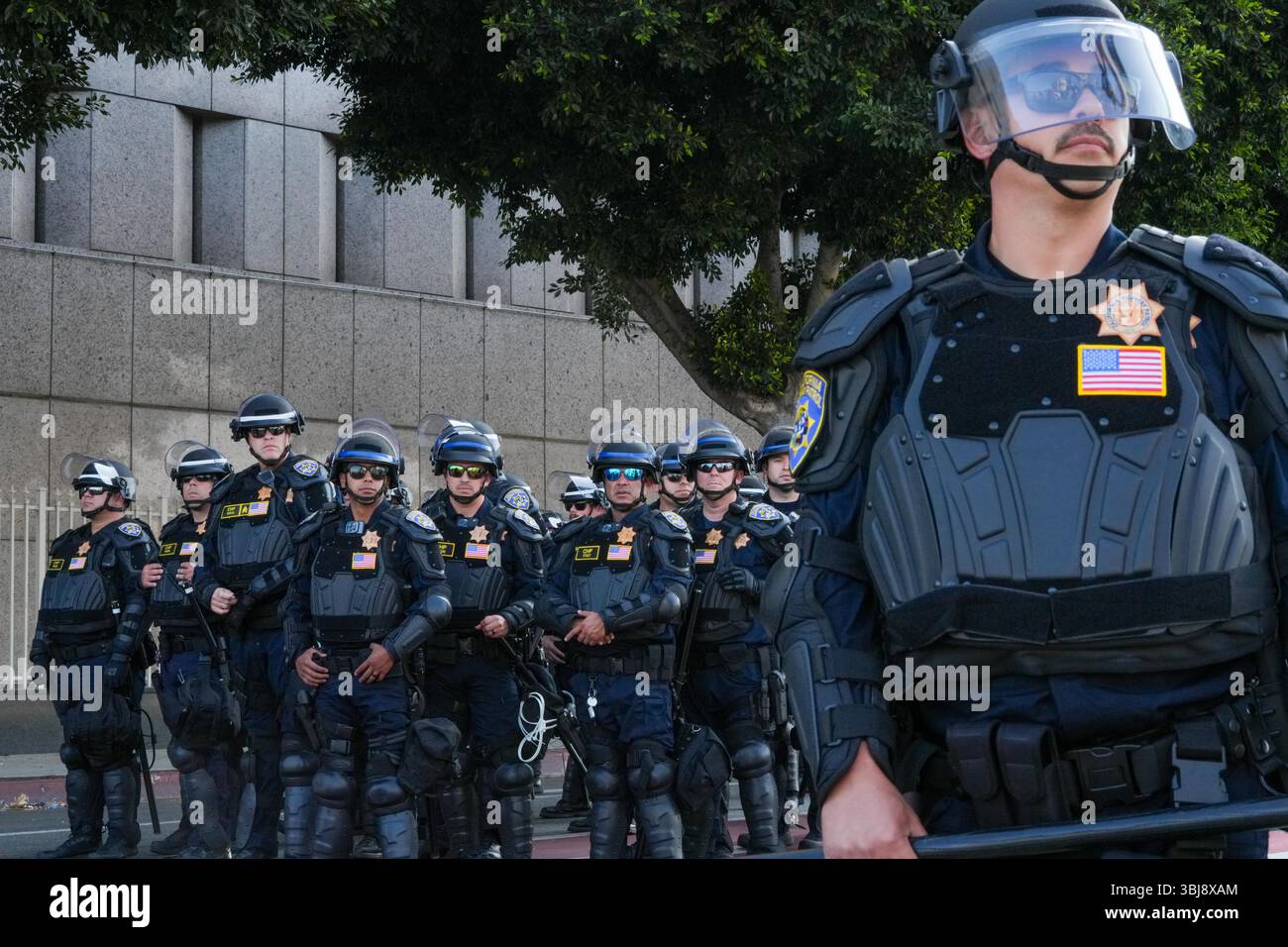 Sort Riot Formation Los Angeles, United States. 12th June, 2025. A group of officers in ...