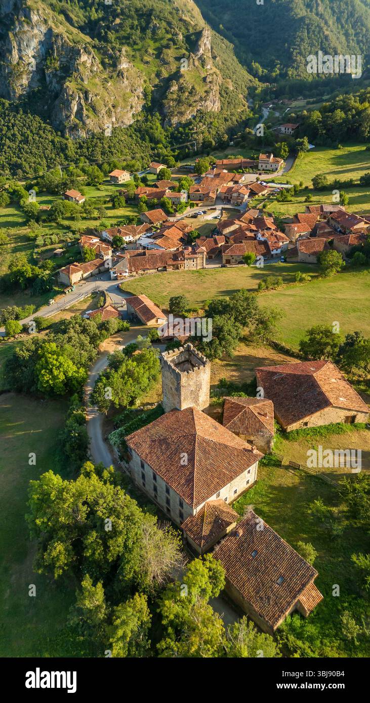 Aerial view mogrovejo medieval village hi-res stock photography and ...