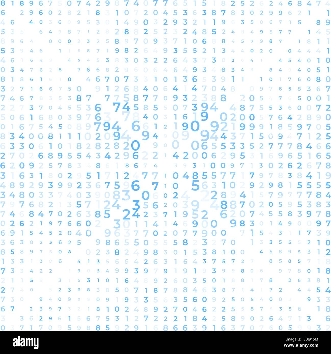 Digital data array, lots of numbers digits in Digital Pattern, abstract math background, big data concept Stock Vector