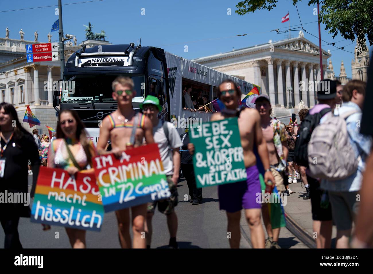 Vienna Parade Participants attending the 29. Vienna Pride parade, taking place on ...