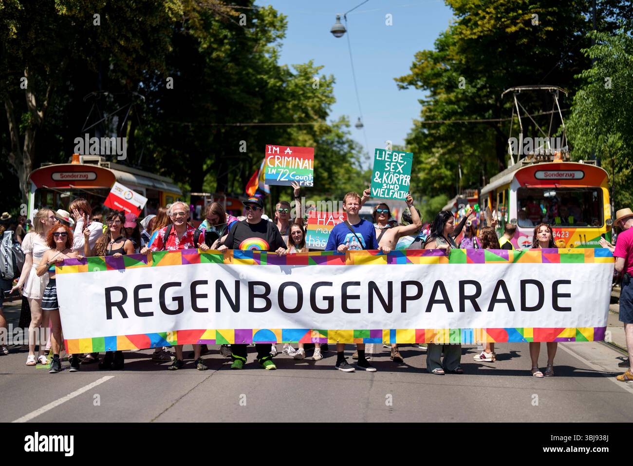 Vienna Parade Participants attending the 29. Vienna Pride parade, taking place on ...