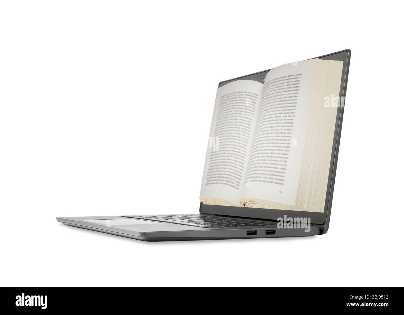 Book Computer Screen Picture Open book displayed on laptop screen isolated on a white background ...