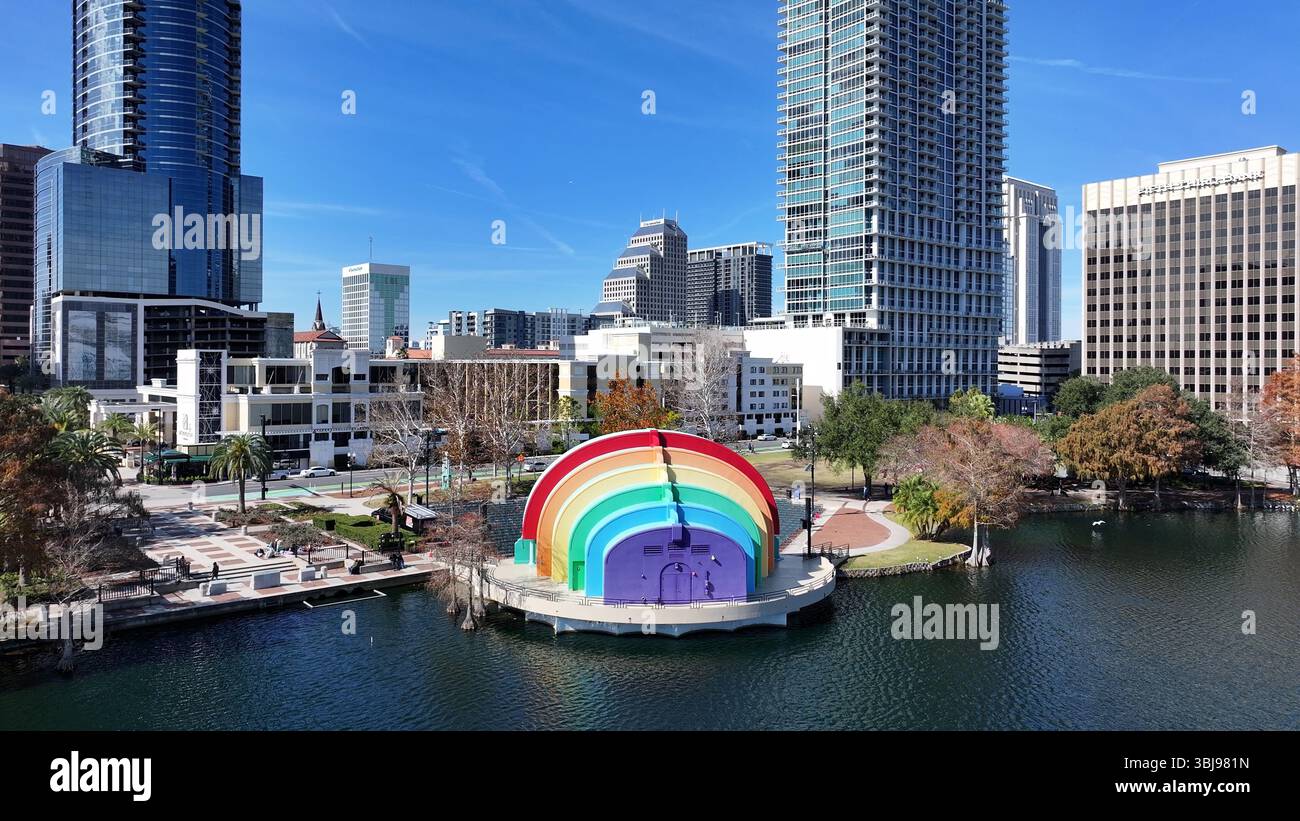 Orlando Skyline in Florida United States. Travel Destination. Tourism landmark. Beautiful City of Orlando in United States. Stock Photo