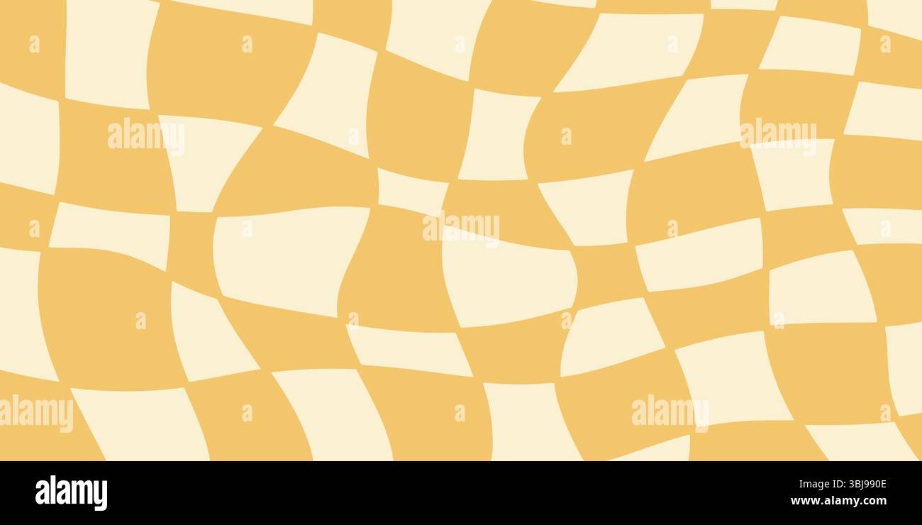 Twisted distorted checkered retro groovy pattern Stock Vector