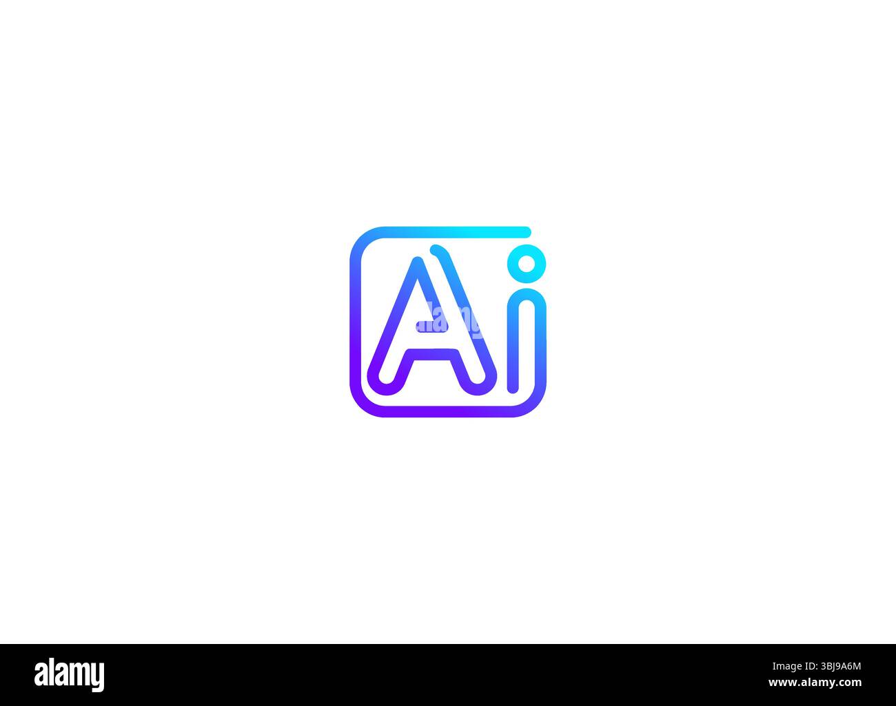 AI logo monogram chatbot icon, smart assistant emblem, line tech symbol. Automation tool for software, translator, digital education, neural system Stock Vector