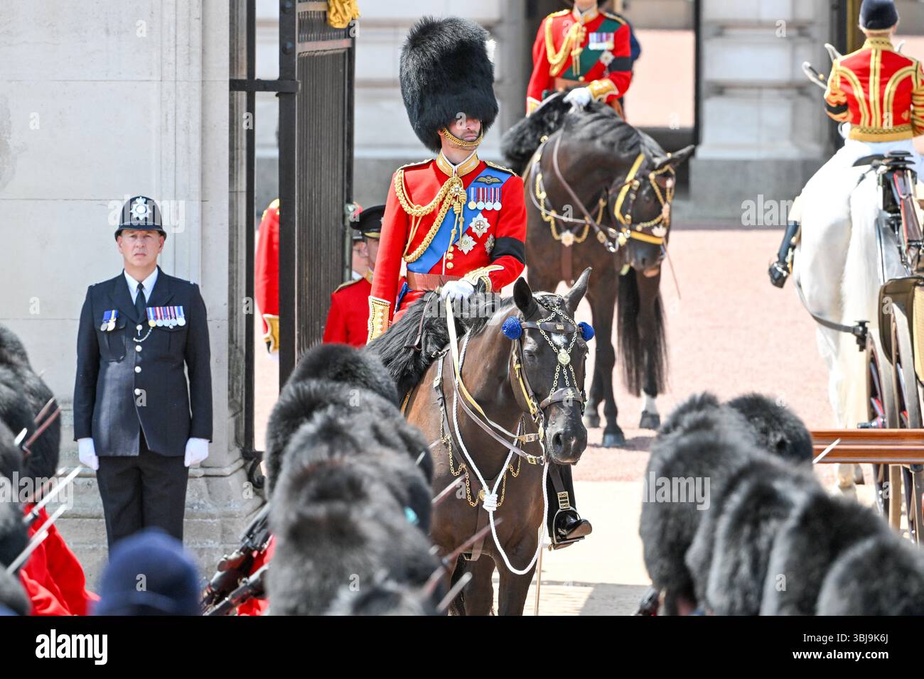 London, UK. 14th June, 2025. Prince William watches on as King Charles III takes the Salute during the King's Birthday Parade, Trooping The Colour Buckingham Palace, London, UK. Credit: LFP/Alamy Live News Stock Photo