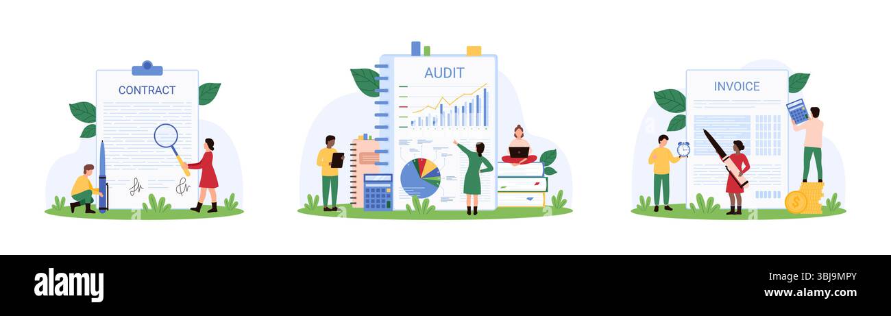 Accounting, accountants evaluation set. Tiny people research financial ...