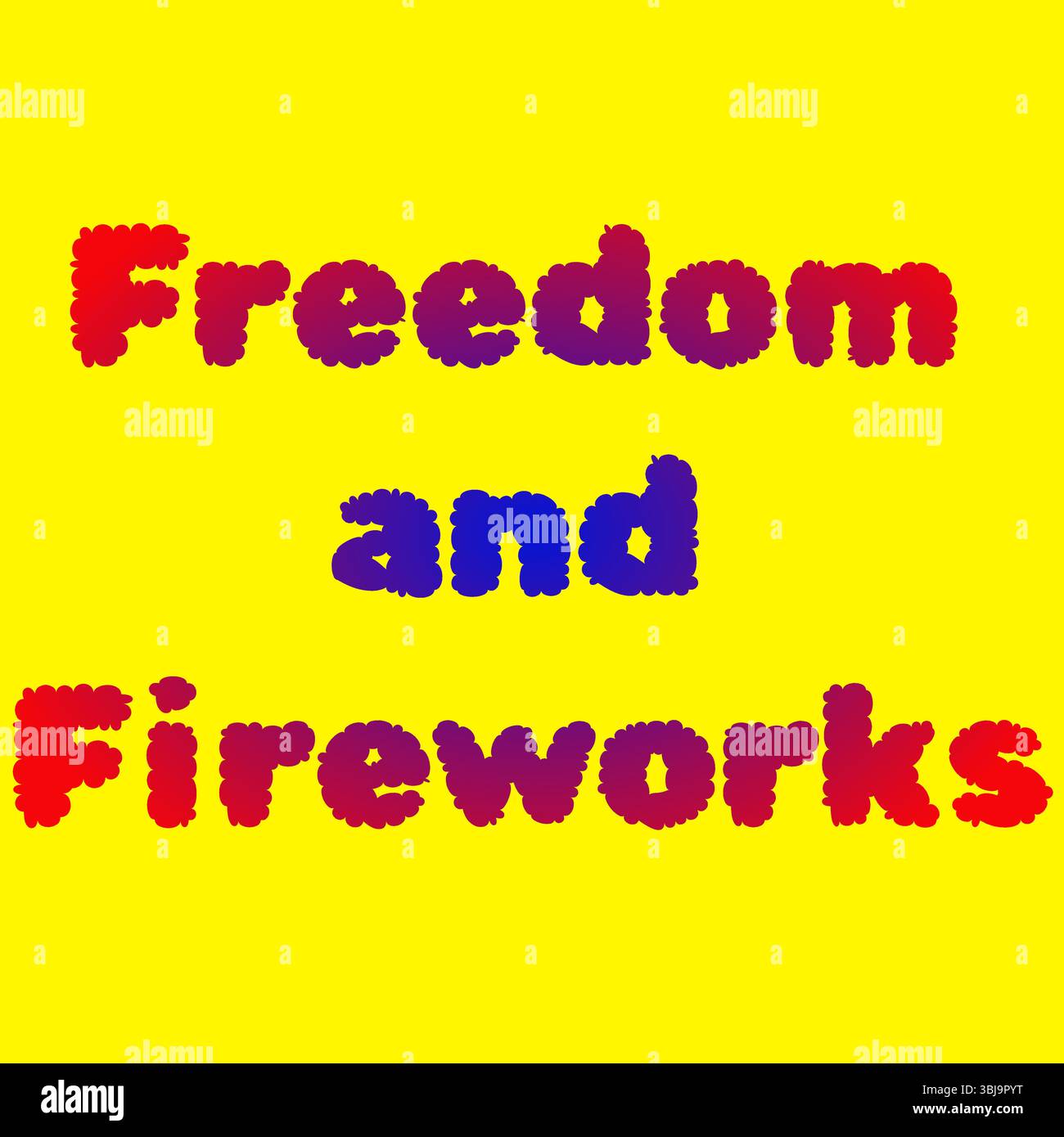 Freedom and Fireworks Gradient Text Vector Design Stock Vector