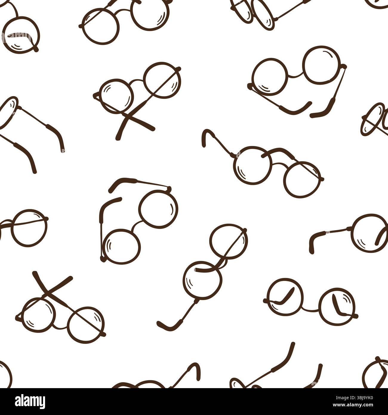 Glasses seamless pattern. Doodle eyewear symbol vector illustration Stock Vector
