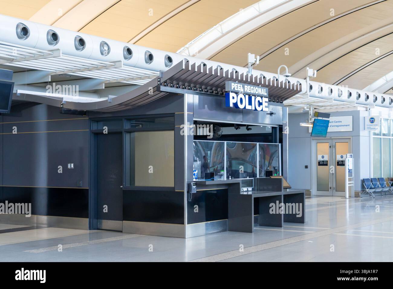 Peel Regional Police - Airport Division Police station in Pearson International Airport. Mississauga, ON, Canada, on May 7, 2025 Stock Photo